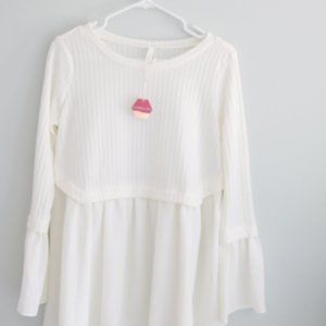 Pink Blush Long Sleeve Ivory Peplum Maternity Top